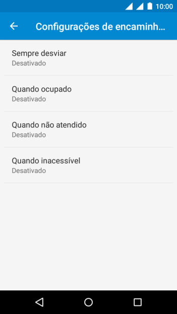 Pressione o tipo de encaminhamento desejado. Pressione o tipo de encaminhamento desejado.
