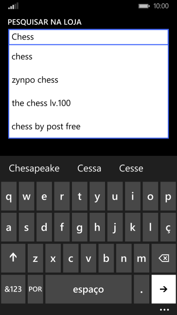 Insira o nome ou assunto do app desejado, e pressione a seta da direita. Insira o nome ou assunto do app desejado, e pressione a seta da direita.