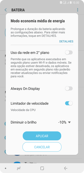 Pressione APLICAR para ativar a função. Pressione APLICAR para ativar a função.