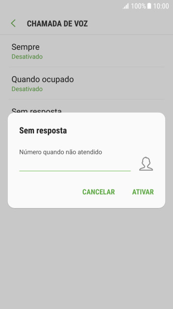 Digite o número desejado, e pressione ATIVAR. Digite o número desejado, e pressione ATIVAR.