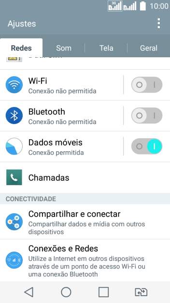 Pressione Conexões e Redes. Pressione Conexões e Redes.
