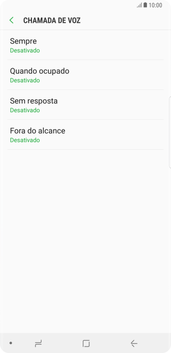 Pressione o tipo de encaminhamento desejado. Pressione o tipo de encaminhamento desejado.