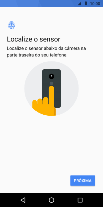 Siga as instruções na tela para configurar o código de bloqueio do celular com impressão digital. Siga as instruções na tela para configurar o código de bloqueio do celular com impressão digital.