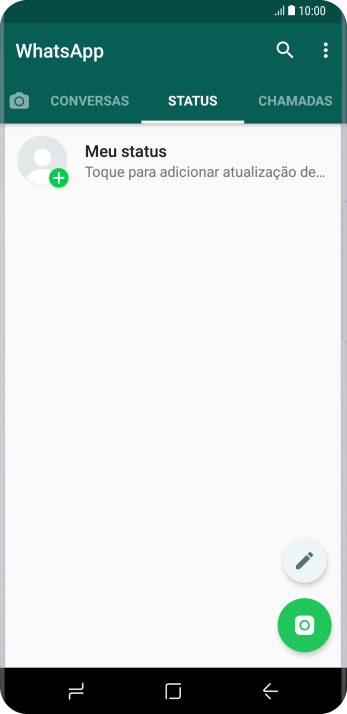 Pressione o ícone de novo status. Pressione o ícone de novo status.