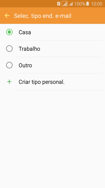 Pressione o tipo de e-mail desejado. Pressione o tipo de e-mail desejado.