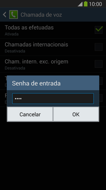 Digite sua senha de bloqueio, e pressione OK. Digite sua senha de bloqueio, e pressione OK.