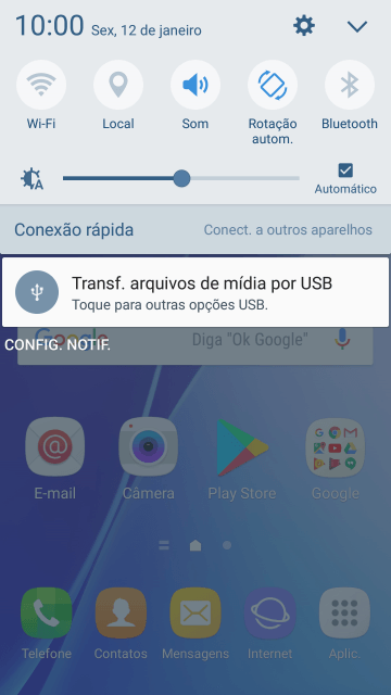 Pressione Toque para outras opções USB.. Pressione Toque para outras opções USB..