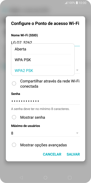 Pressione WPA2 PSK para proteger seu Roteador Wi-Fi com uma senha. Pressione WPA2 PSK para proteger seu Roteador Wi-Fi com uma senha.
