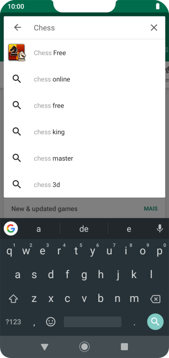 Insira o nome ou assunto do app desejado, e pressione o ícone de busca. Insira o nome ou assunto do app desejado, e pressione o ícone de busca.