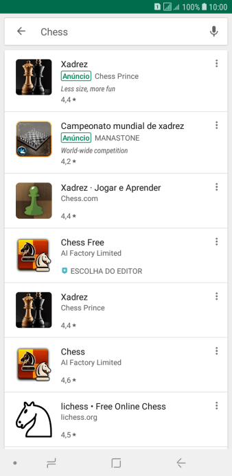 Pressione o app desejado. Pressione o app desejado.