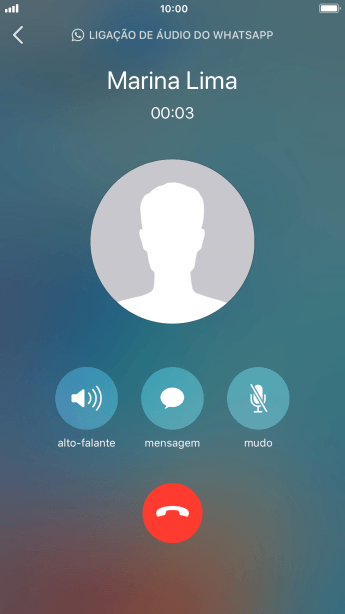 Pressione o ícone de finalizar a chamada. Pressione o ícone de finalizar a chamada.