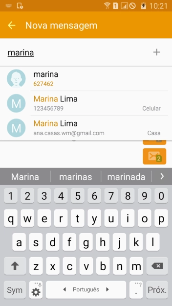 Pressione o contato desejado. Pressione o contato desejado.
