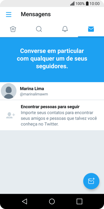 Pressione o ícone de nova mensagem. Pressione o ícone de nova mensagem.