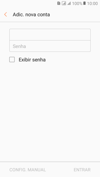 Pressione Senha e digite a senha da sua conta e-mail. Pressione Senha e digite a senha da sua conta e-mail.