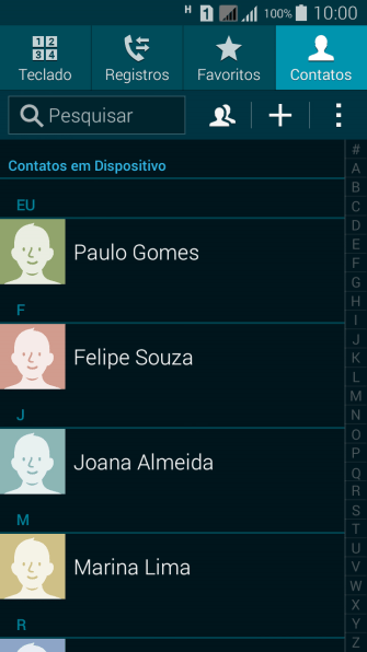 Pressione o ícone de novo contato. Pressione o ícone de novo contato.