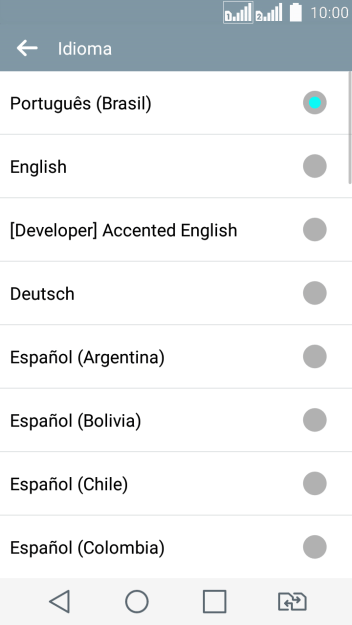Pressione o idioma desejado. Pressione o idioma desejado.
