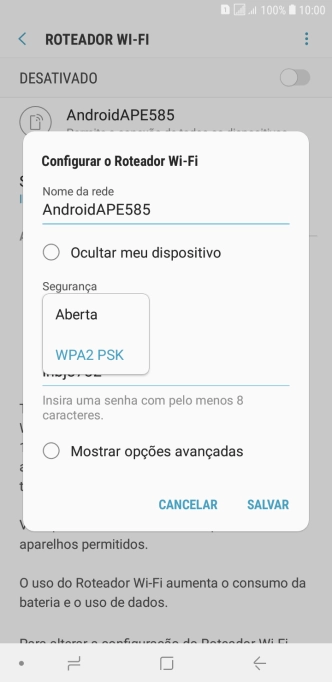 Pressione WPA2 PSK para proteger seu Roteador Wi-Fi com uma senha. Pressione WPA2 PSK para proteger seu Roteador Wi-Fi com uma senha.