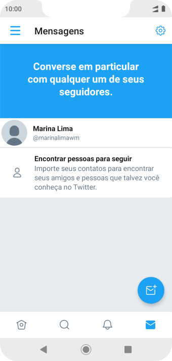 Pressione o ícone de nova mensagem. Pressione o ícone de nova mensagem.