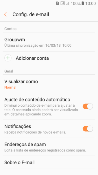 Pressione a conta de e-mail desejada. Pressione a conta de e-mail desejada.