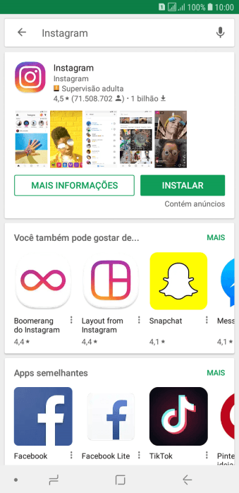 Pressione Instagram. Pressione Instagram.