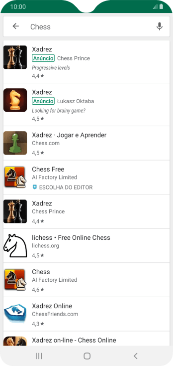 Pressione o app desejado. Pressione o app desejado.
