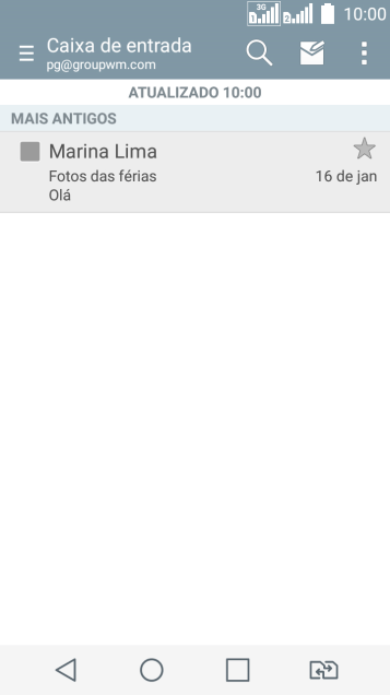 Pressione o ícone de novo e-mail. Pressione o ícone de novo e-mail.
