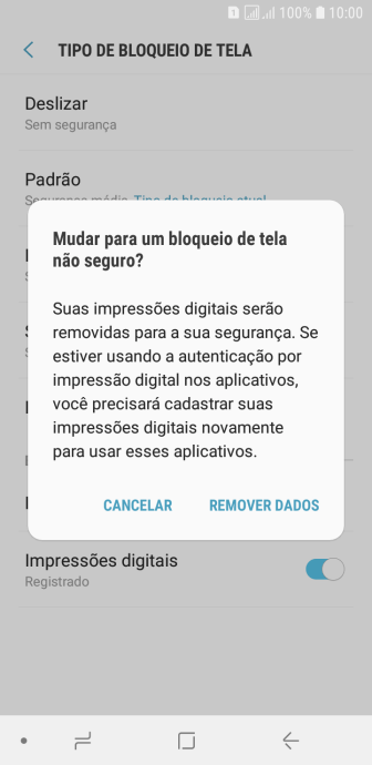 Pressione REMOVER DADOS. Pressione REMOVER DADOS.