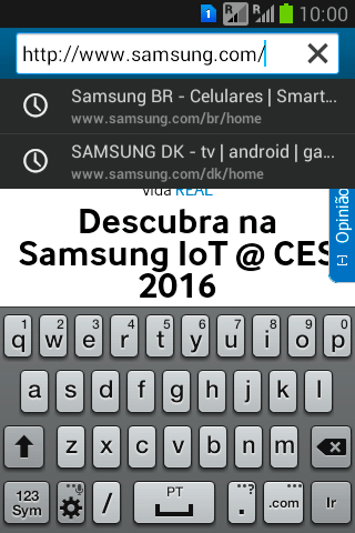 Digite o endereço da página desejada, e pressione Ir. Digite o endereço da página desejada, e pressione Ir.
