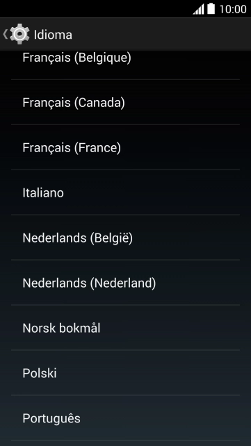 Pressione o idioma desejado. Pressione o idioma desejado.