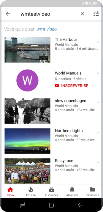 Pressione o vídeo desejado. Pressione o vídeo desejado.