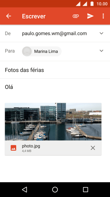 Pressione o ícone de enviar quando você terminar de escrever seu e-mail. Pressione o ícone de enviar quando você terminar de escrever seu e-mail.