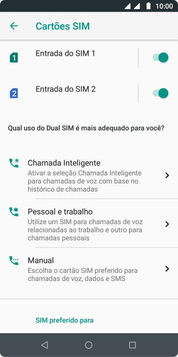 Pressione o indicador ao lado do chip desejado para ativar ou desativar o chip. Pressione o indicador ao lado do chip desejado para ativar ou desativar o chip.