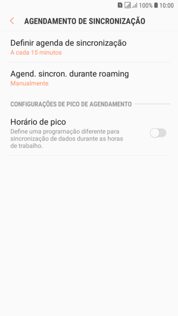 Pressione Definir agenda de sincronização. Pressione Definir agenda de sincronização.