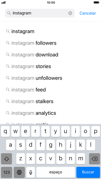 Digite Instagram, e pressione Buscar. Digite Instagram, e pressione Buscar.