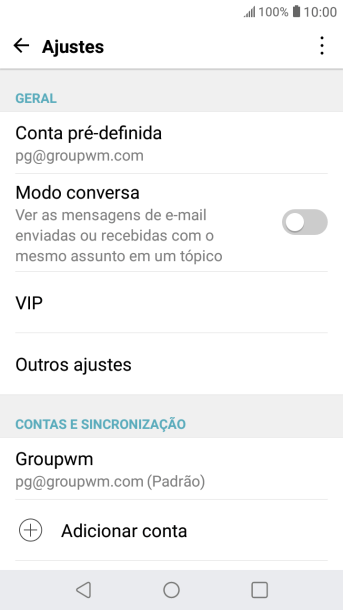 Pressione a conta de e-mail desejada. Pressione a conta de e-mail desejada.