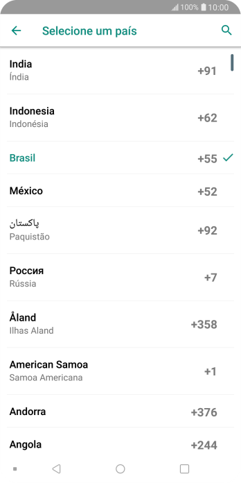 Pressione o país desejado. Pressione o país desejado.