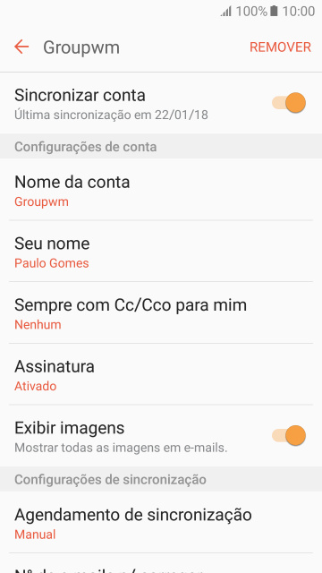 Pressione Nome da conta. Pressione Nome da conta.