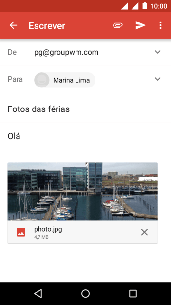 Pressione o ícone de enviar, quando você terminar de escrever seu e-mail. Pressione o ícone de enviar, quando você terminar de escrever seu e-mail.