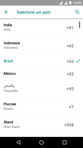 Pressione o país desejado. Pressione o país desejado.