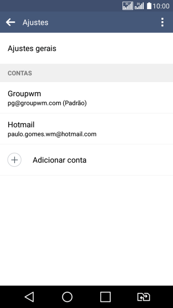 Pressione a conta de e-mail desejada. Pressione a conta de e-mail desejada.