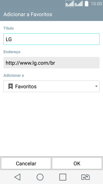 Digite o nome do favorito, e pressione OK. Digite o nome do favorito, e pressione OK.