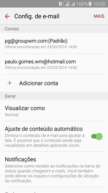 Pressione a conta de e-mail desejada. Pressione a conta de e-mail desejada.