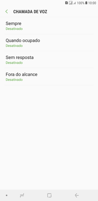 Pressione o tipo de encaminhamento desejado. Pressione o tipo de encaminhamento desejado.
