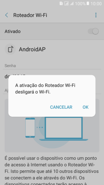 Se o Wi-Fi estiver ativado você deve pressionar OK. Se o Wi-Fi estiver ativado você deve pressionar OK.