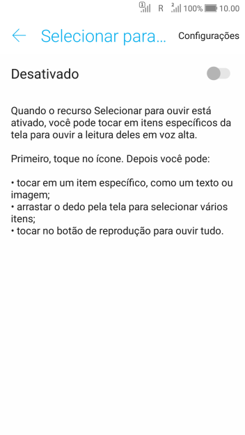 Pressione o indicador para ativar a função. Pressione o indicador para ativar a função.