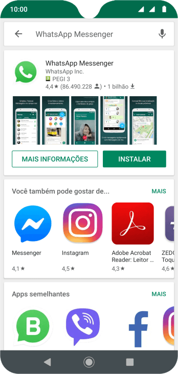 Pressione WhatsApp Messenger. Pressione WhatsApp Messenger.