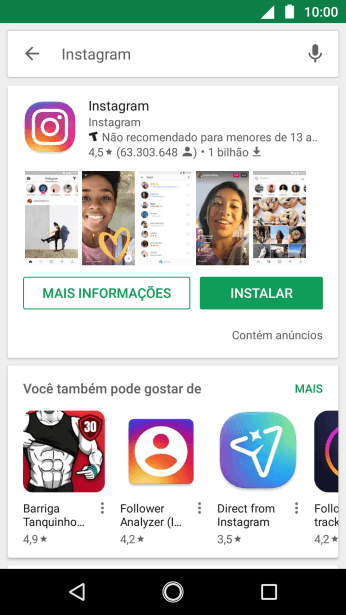 Pressione Instagram. Pressione Instagram.