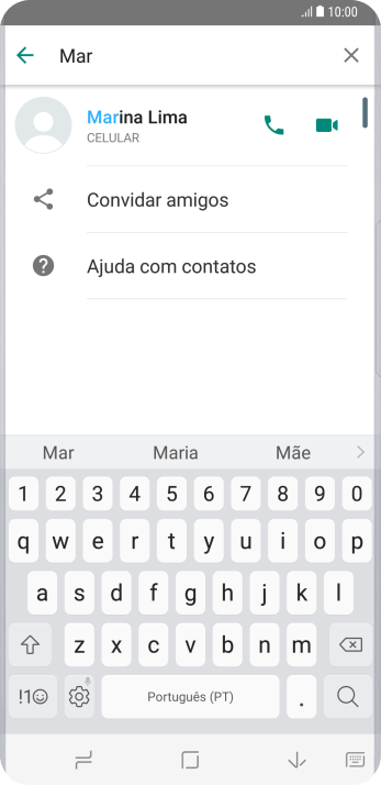 Pressione o ícone de chamada de voz para realizar uma chamada de voz para o contato. Pressione o ícone de chamada de voz para realizar uma chamada de voz para o contato.