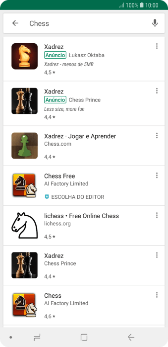 Pressione o app desejado. Pressione o app desejado.