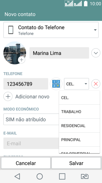 Pressione o tipo de número desejado. Pressione o tipo de número desejado.